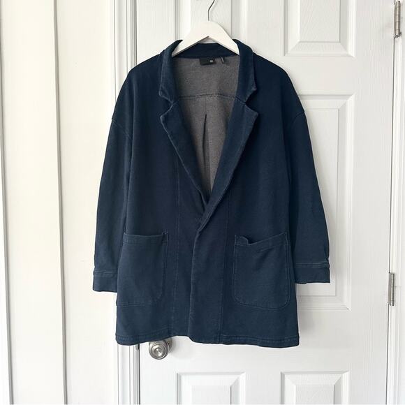 AG Adriano Goldschmied Indigo Knit Four Hedron Oversized Car Coat Blazer XS/S - Picture 3 of 16